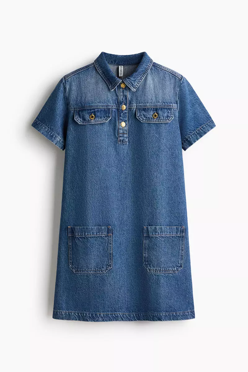 Collared denim dress