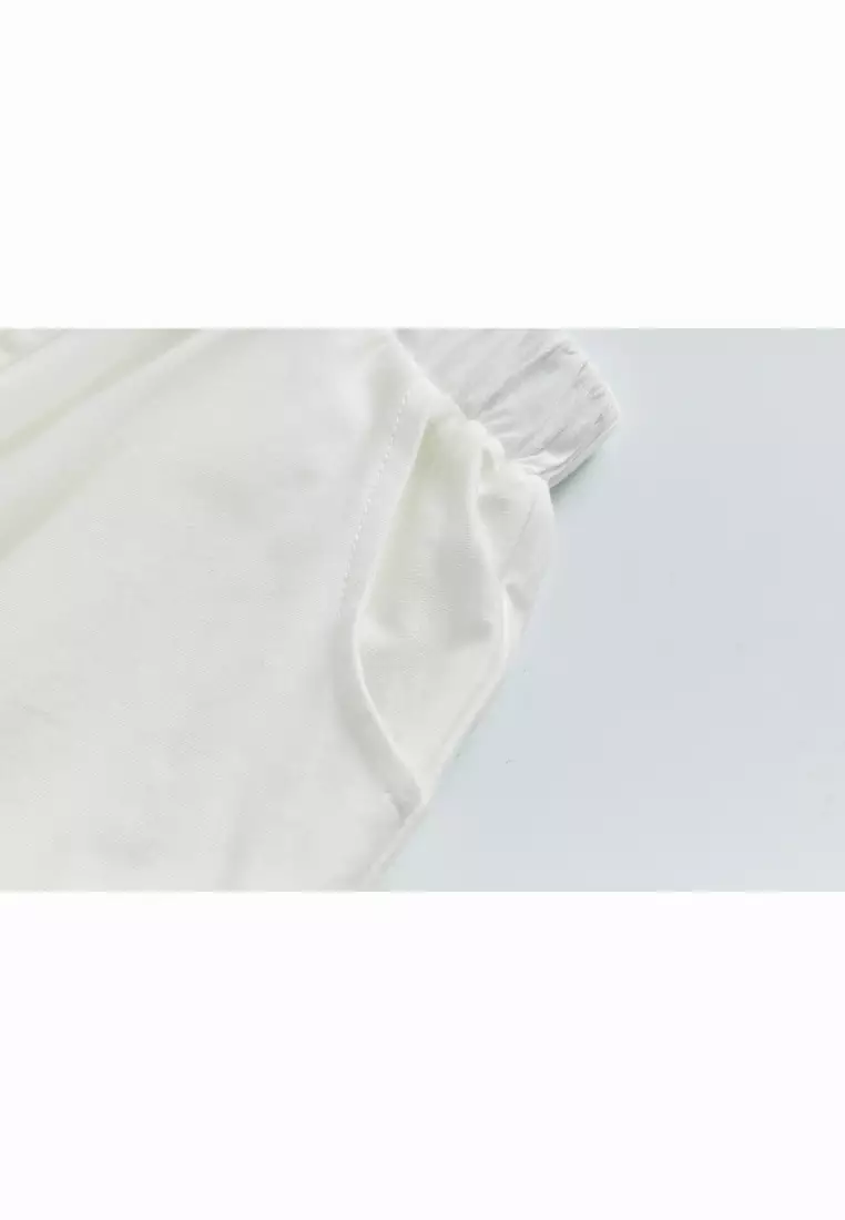 Baby Kids Plain White Pleated Detail Skort Culottes Shorts Skirt 100% Cotton Bottom National Day Outfit
