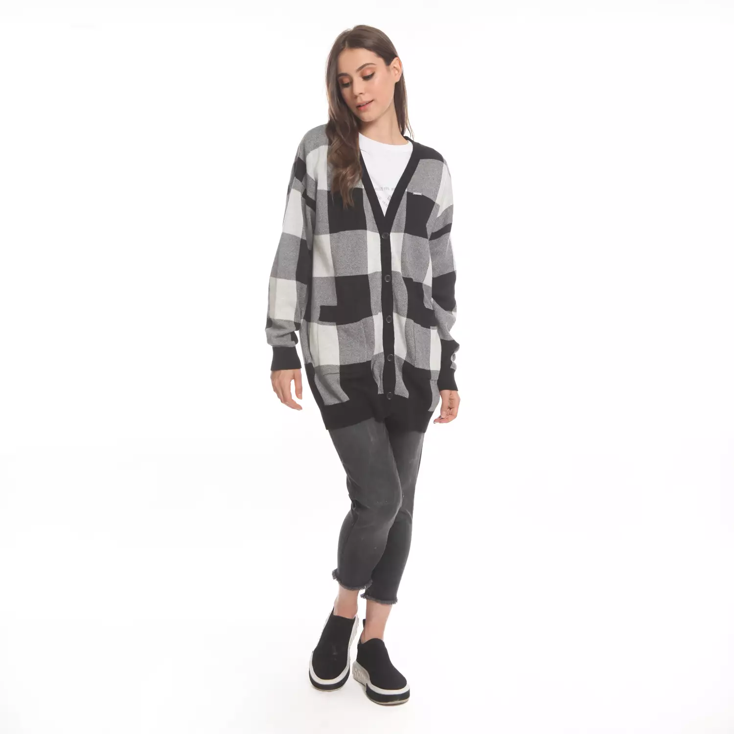 Spyderbilt Sweater Wanita Hitam Moonlight V-Neck Planet Surf