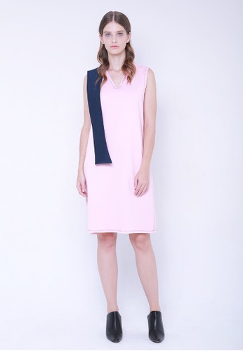 GIANT BOW STRAIGHT DRESS - PINK