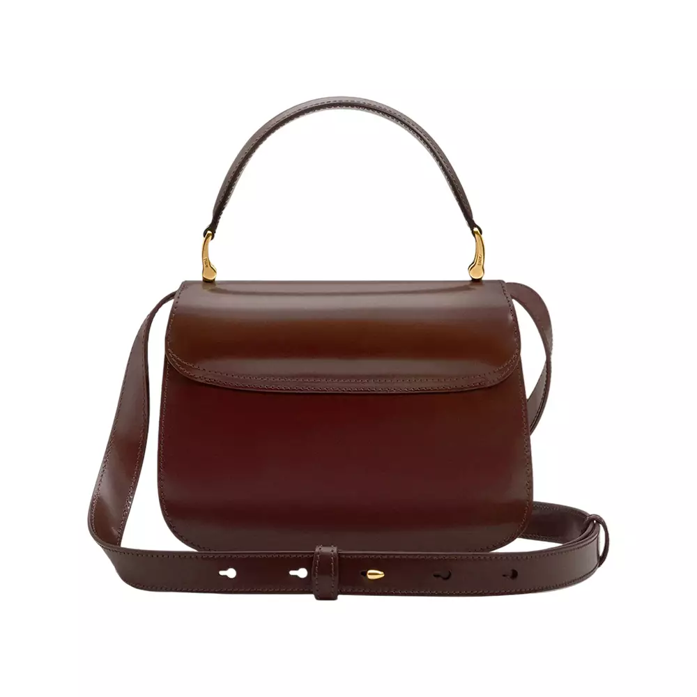 Glazed Leather Top Handle Paris Paris Bag Cherry