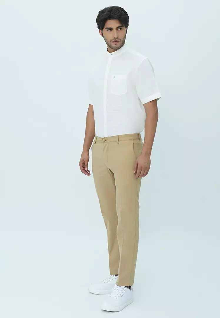 Johnwin - Celana Formal Sigma Ankle Pants - Celana Panjang Pria - Bahan Katun Polyester - Slim Fit - Cream - F.1024.006.126.C