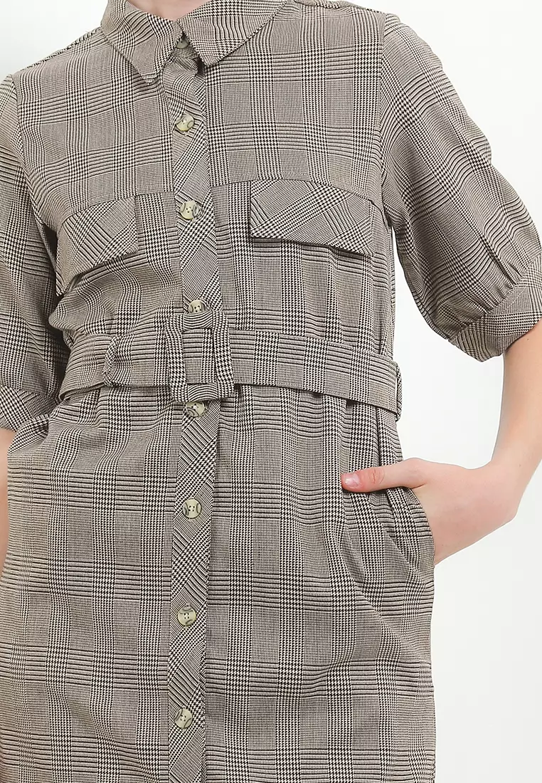 Button Down Belted Dress