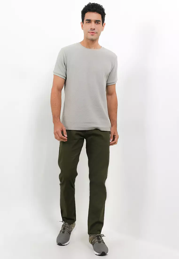 Celana Chino Pants Cotton Twill Stretch - Army Green
