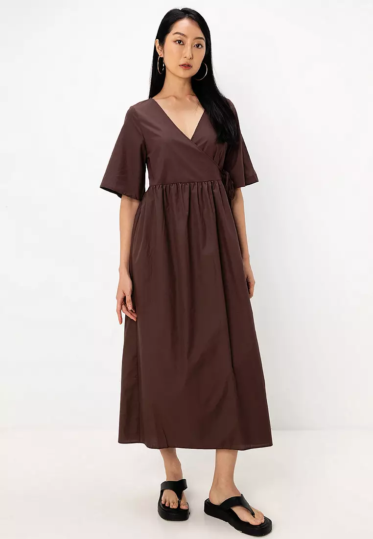 Wrap Smock Midi Dress