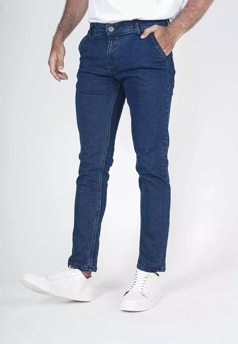 Houseofcuff Celana Jeans Biru Slim Fit Celana Panjang Jeans Biru Polos