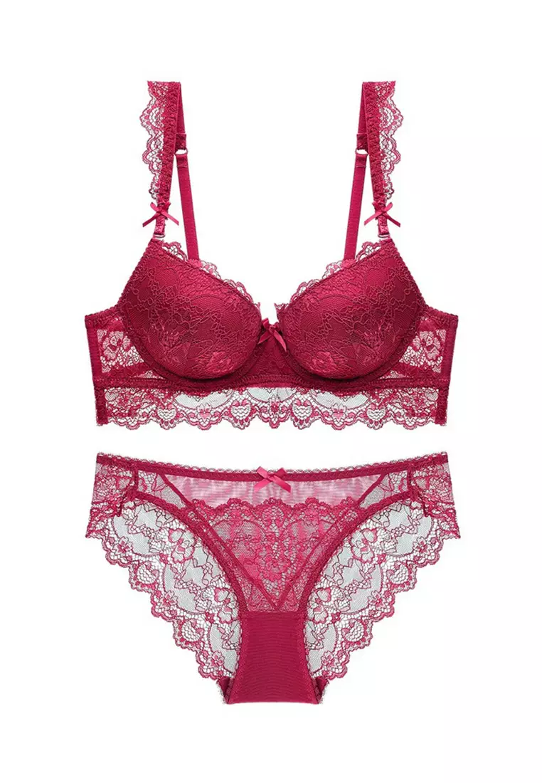 Lmm9018 Lady Sexy Bra And Panty Lingerie Set-red