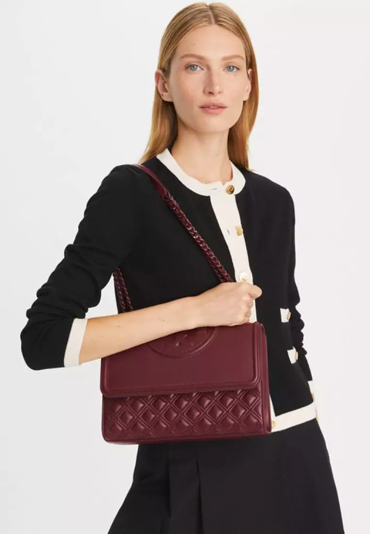 Jual Tory Burch Tory Burch Fleming Convertible Shoulder Bag Wine