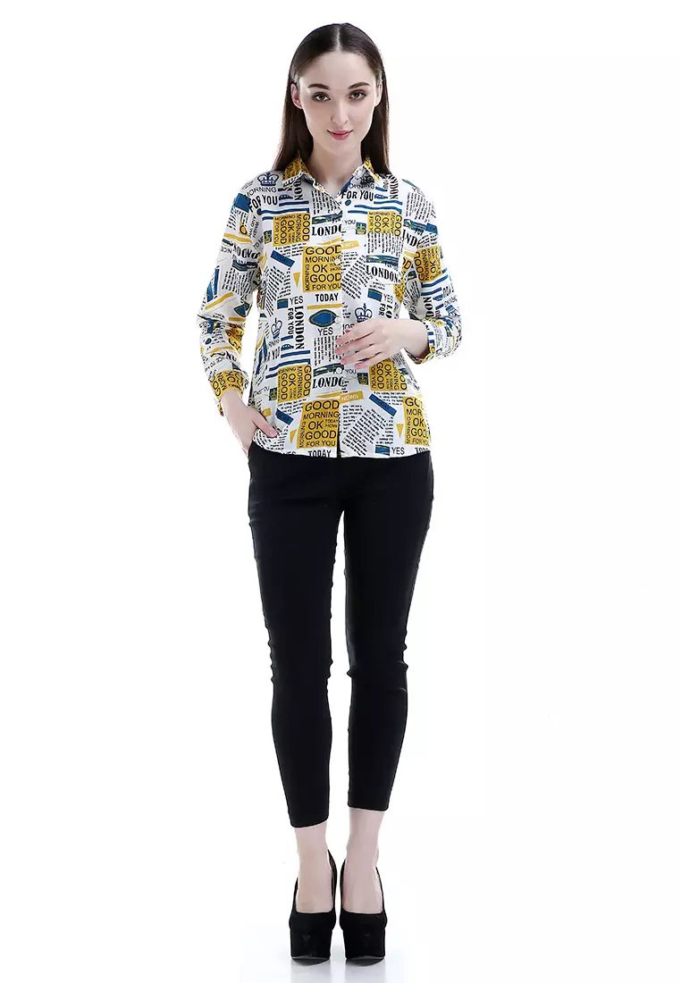 Avery Kemeja Atasan Wanita Design Stylish Long Sleeves Shirt - Mustard