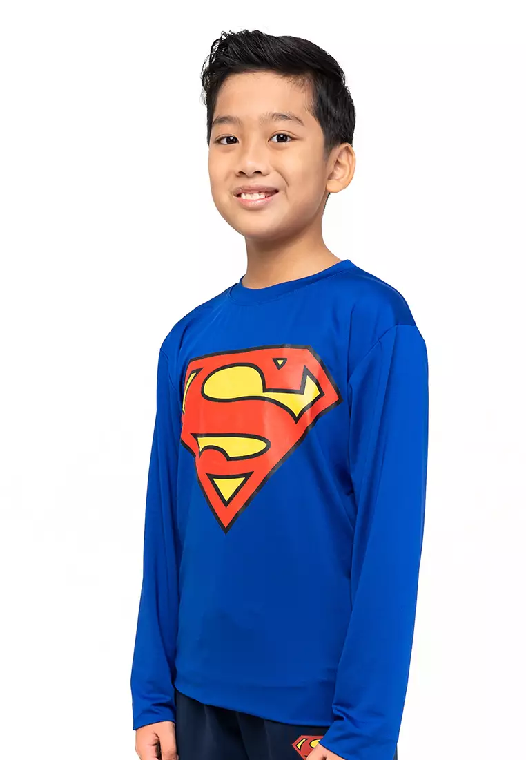 Flexzone Long Sleeves Sport Shirts Kids Teen DC Comics Superman Blue