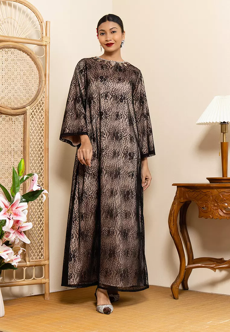 Beaded Lace Abaya Dress