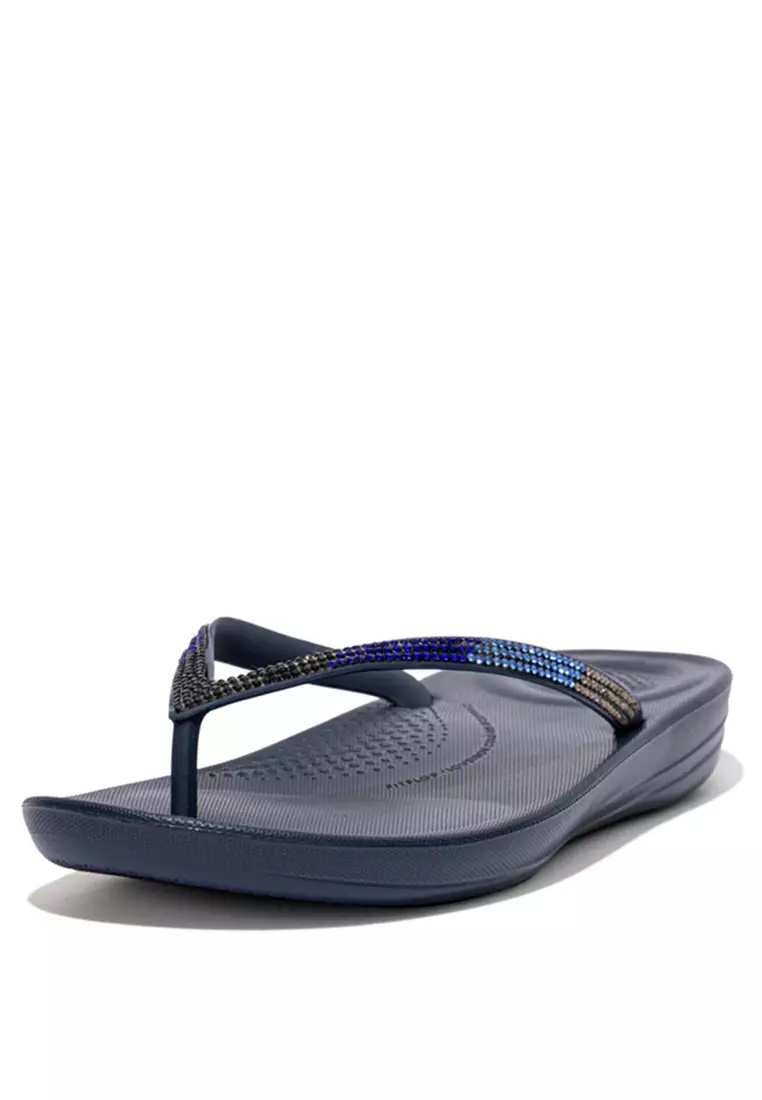 FitFlop iQUSHION Women's Ombre-Sparkle Flip-Flops - Midnight Navy (DG5-399)