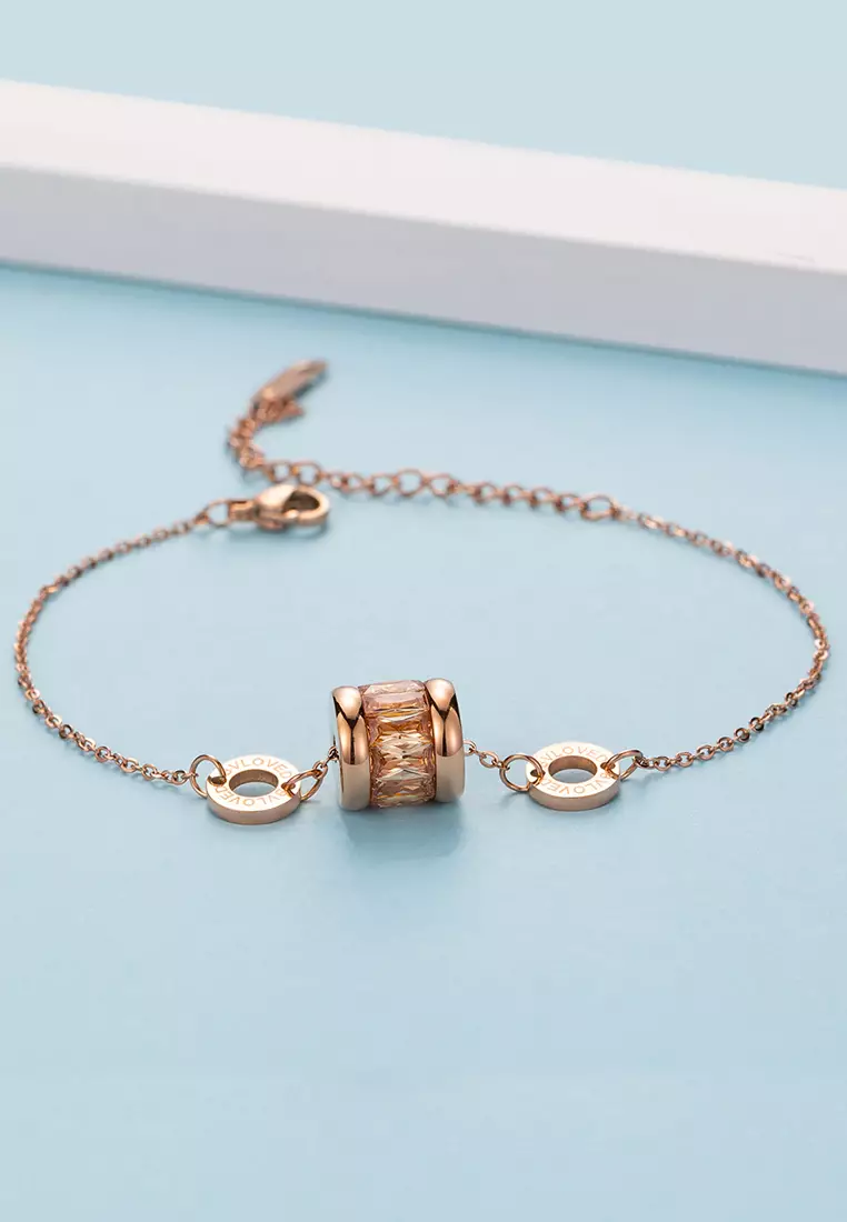Minimalist BVLOVED Champagne Crystal Charm Bracelet