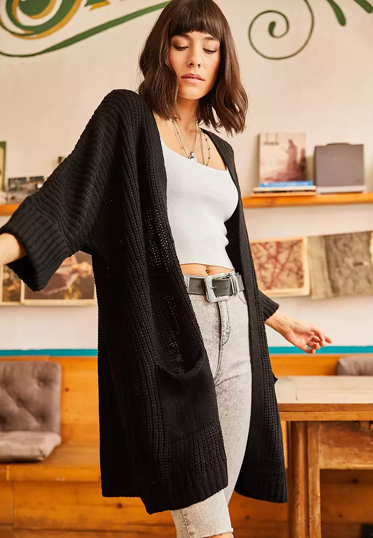 Women's Trendy Knitted Loose Long Pocket Knitwear