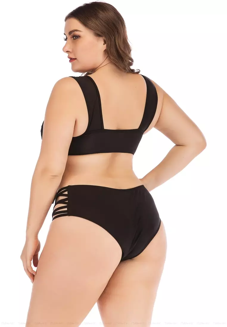 Buy SEA GROVE Plus Size (2PCS) Sexy Sequined Fringe Bikini