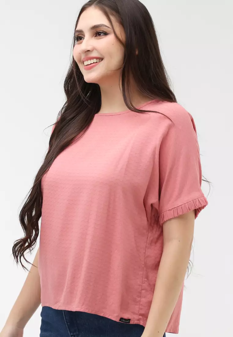 Textured Woven Short Sleeves Blouse