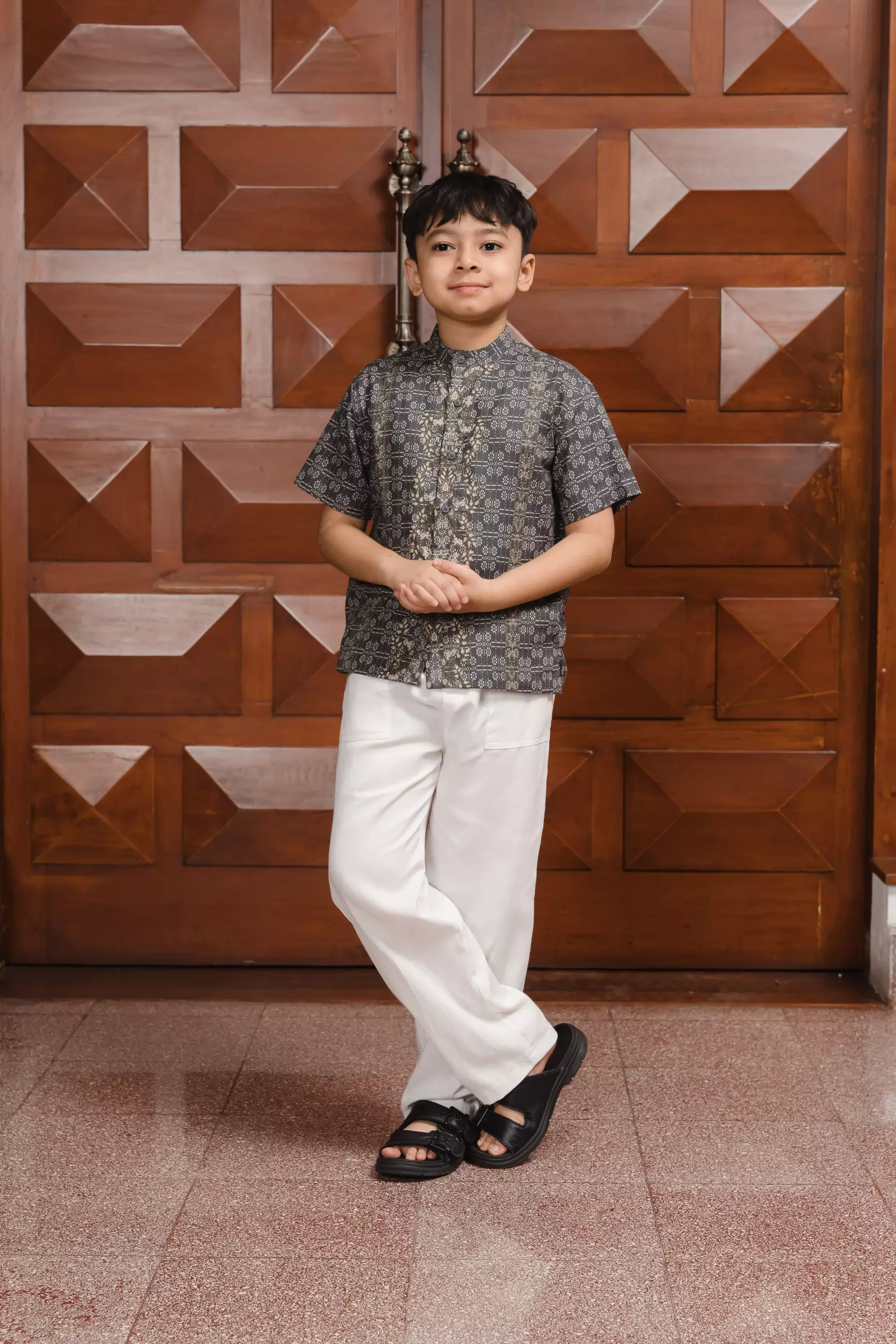 AMK Sarimbit Keluarga Set Gharyan Series Dark Grey Junior Koko Anak