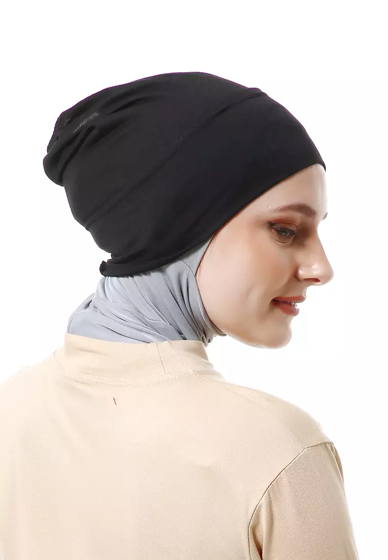 Inner Hijab Muslimah Wanita Motif Polos Relaxed Fit - Black