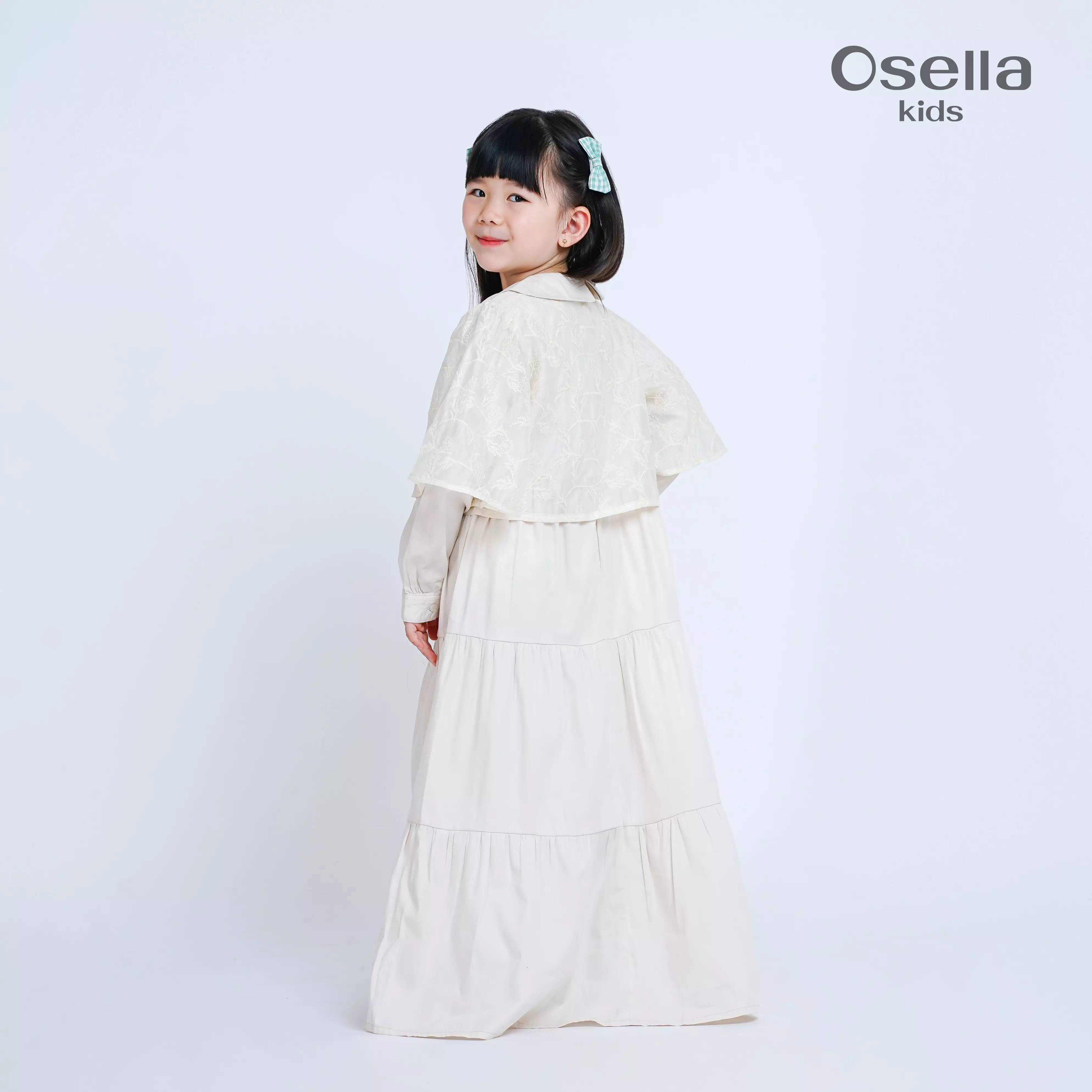 Osella Kids Inara Tiered Maxi Dress In Ivory 1357660688 | Gaun Panjang Raya Anak Perempuan