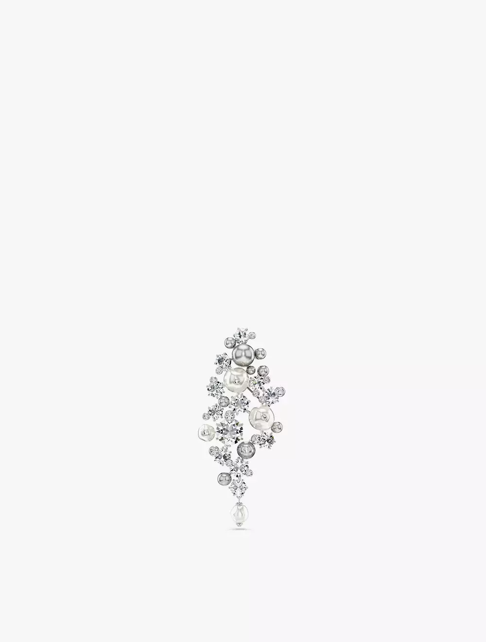 Constella brooch, Crystal pearl, Round cut, White, Rhodium plated