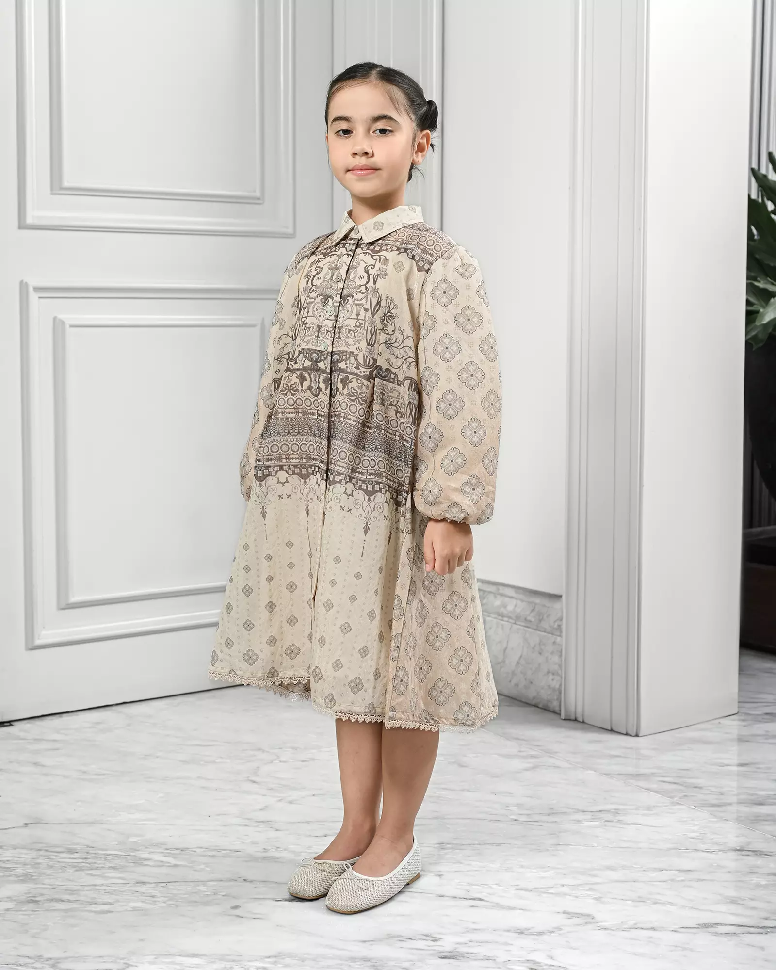 Geulis.id KIDS ALUSYA MIDI DRESS / DRESS ANAK / BAJU LEBARAN - MOCCA