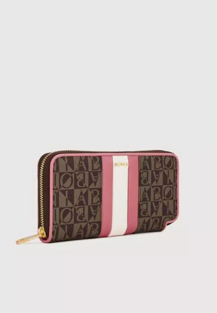 Eugenia Monogram Zipper Long Wallet Blush Pink