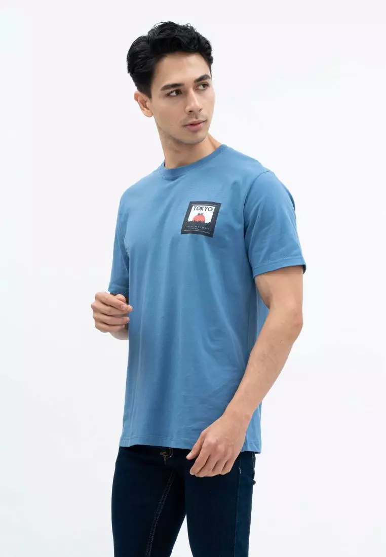 Houseofcuff T-shirt Kaos Motif Tokyo Pendek Steel Blue Size S-4XL