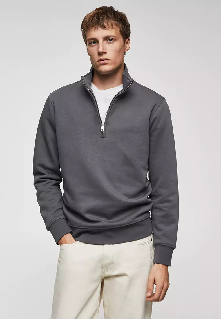 Jual MANGO Man Cotton Sweatshirt With Zip Neck Original 2024 | ZALORA ...
