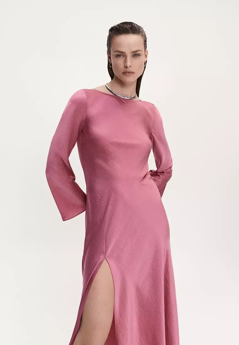 Side-Slit Satin Dress