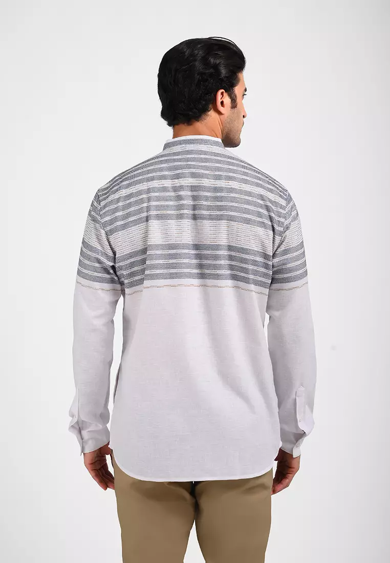 MOC Kemeja Koko Lengan Panjang Pria DAUD-WHITE