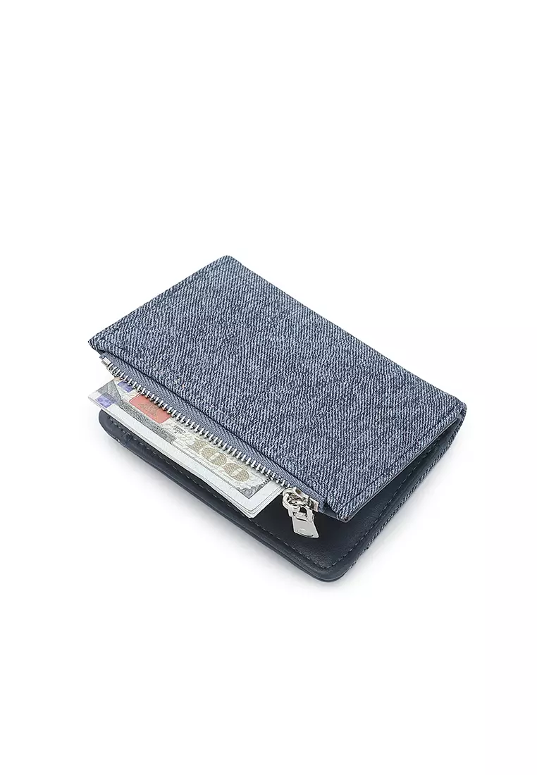 Women's 2 in 1 Purse/Wallet With Coin Compartment (Dompet Wanita 2 in 1 dengan Kompartmen Koin) - Biru