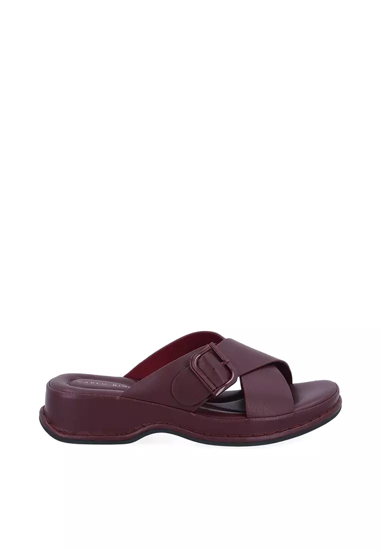 Buy Carlo Rino Maroon CR Juno Cross Sandals 2025 Online | ZALORA