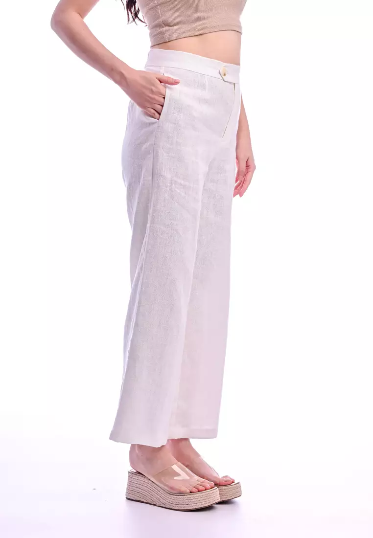 East India Company -Kay, Normal Waist Wide-Leg Linen Pants