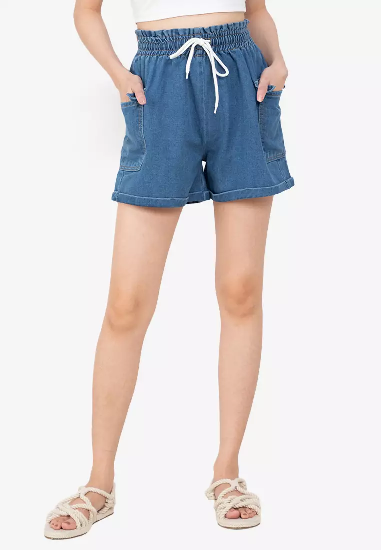 drawstring shorts denim