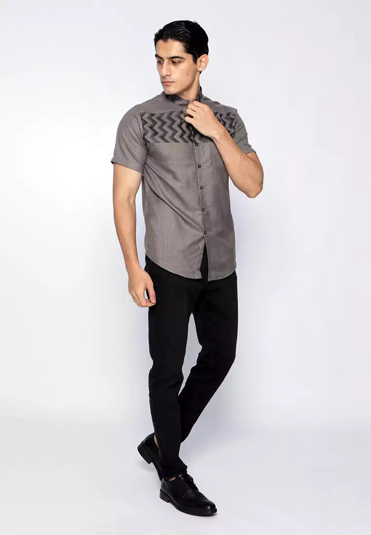 Casella Baju Koko Pria Lengan Pendek Exclusive Premium Horizontal Hadid 4043 Grey