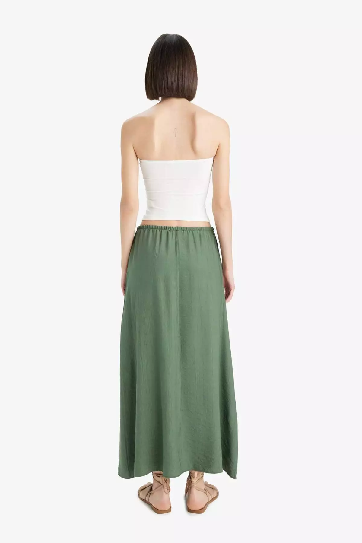 A-Line Regular Waist Crinkle Fabric Midi Skirt F6501Ax25Sm