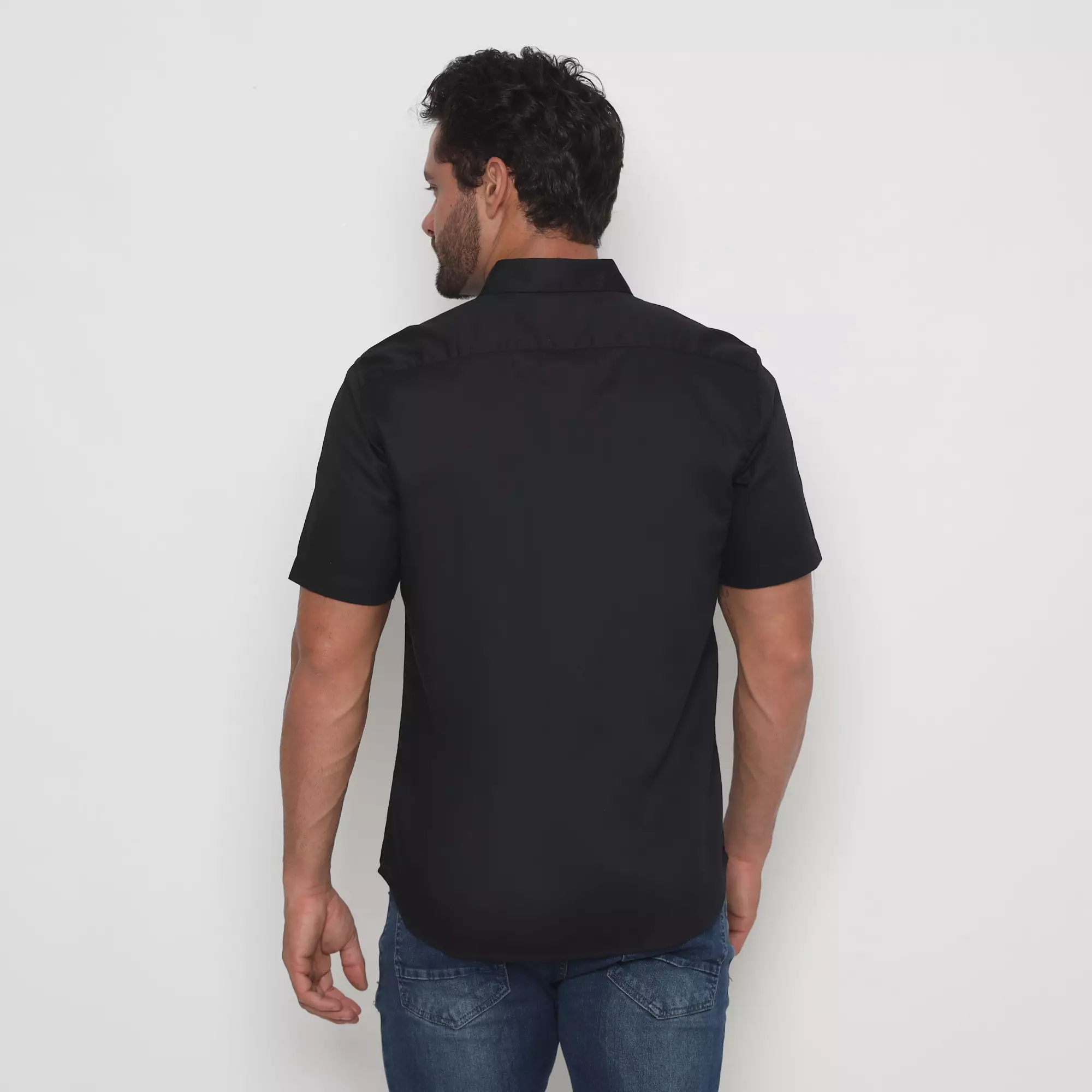 (Special Price) Platini Kemeja Polos Pria Lengan Pendek Katun Twill Hitam 73399