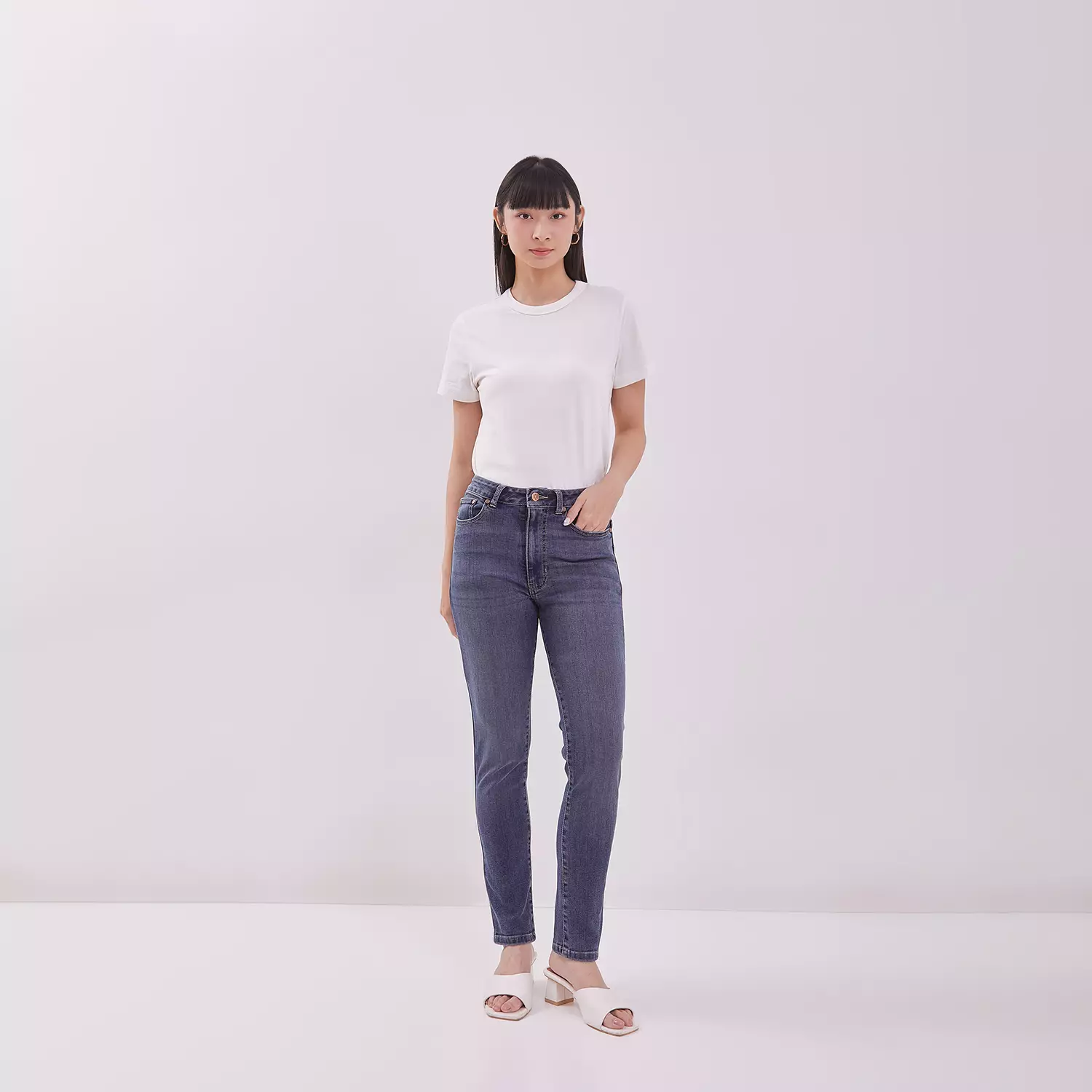 DUST Celana High Rise  Skinny Jeans Sandita Medium Dark Blue (D. 3633-HR)