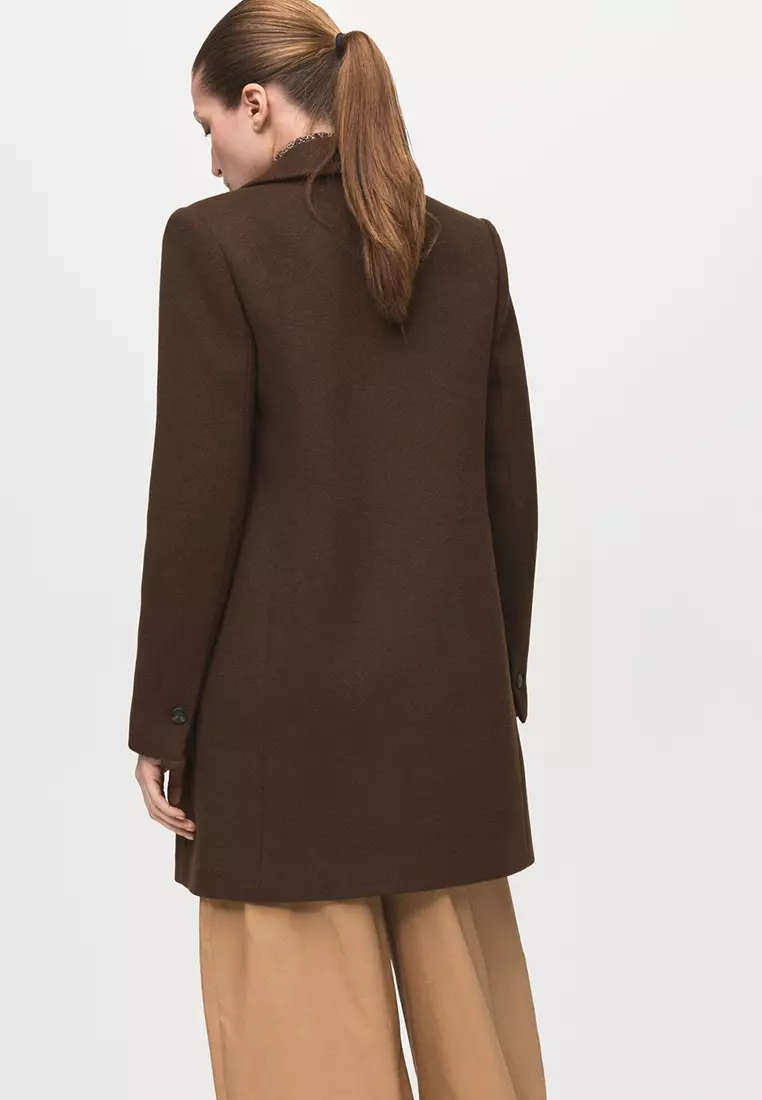 Double-Button Wool Blend Coat