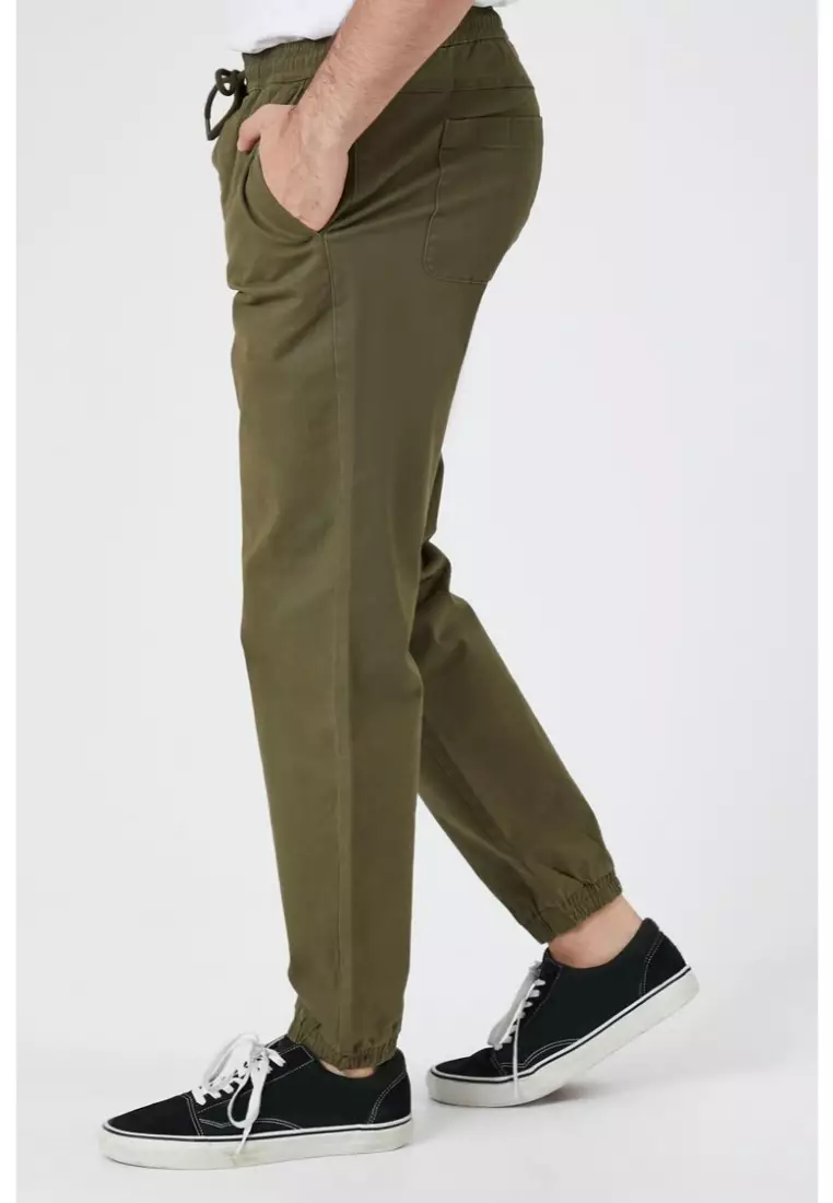 Drawstring joggers in twill discount