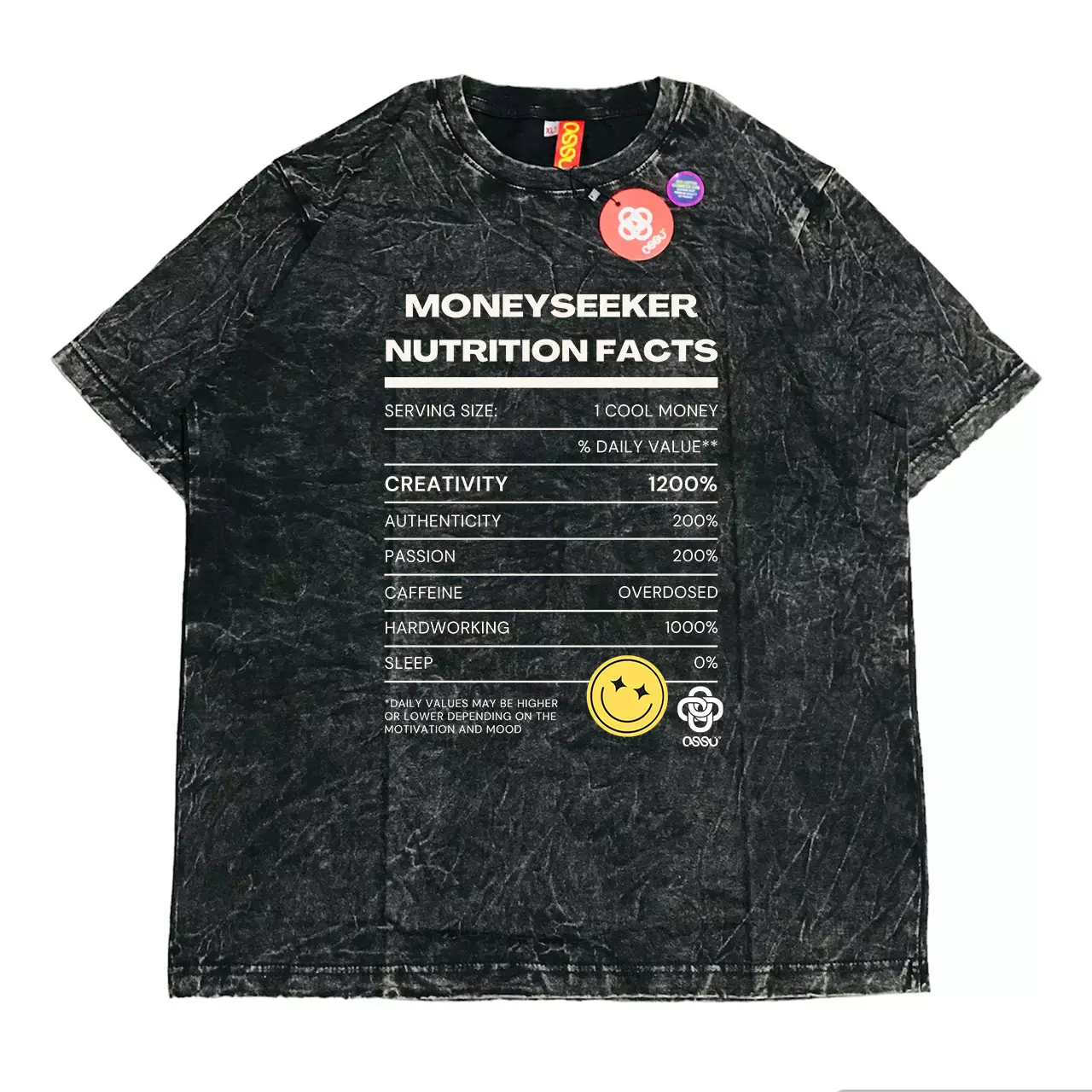 Ossu Money Seeker Facts Black Washing Tshirt