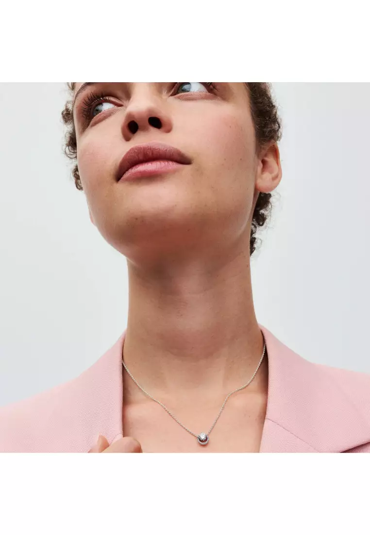 Sparkling Round Halo Pendant Collier Necklace