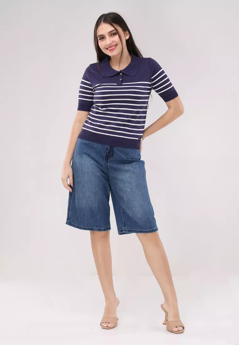 Knitted Short Sleeves Blouse