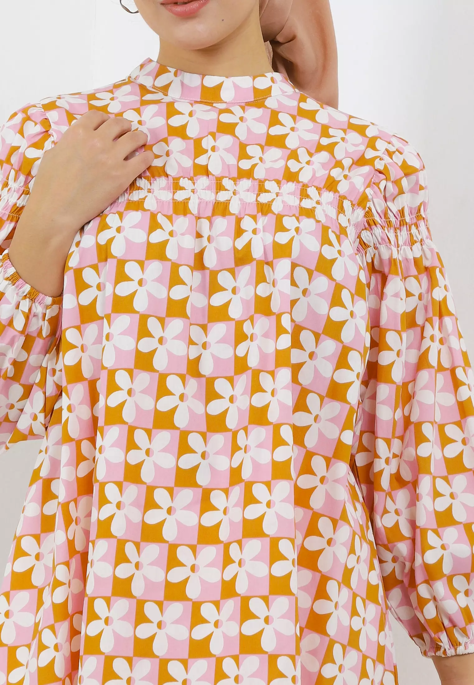 MFMW Likia Tunik Pink Motif Bunga