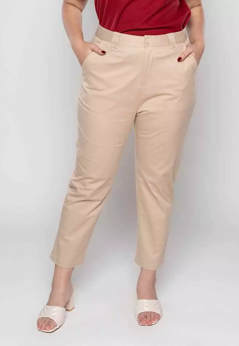 Milly Plus Size Melyna Slim Casual Pants with Belt Loop Detail