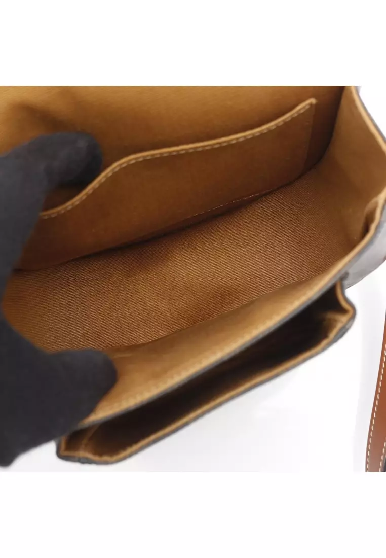 Pre-Loved Celine Folco medium bag Triomphe Shoulder bag PVC leather black Brown