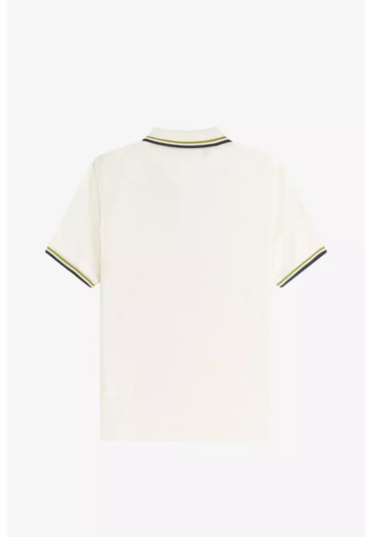 Fred Perry G3600 Twin Tipped Fred Perry Shirt (Ecru / Tennis Ball Yellow / Anchor Grey)