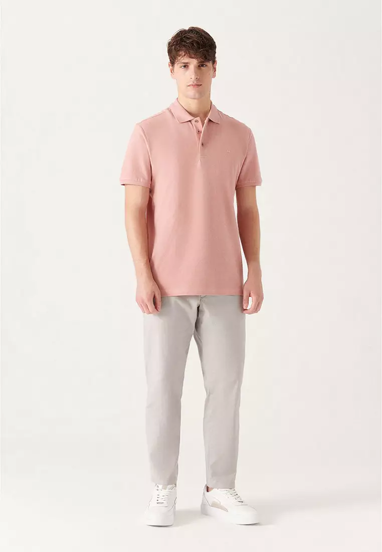 Men's Dusty Rose 100% Cotton Cool Polo Neck T-Shirt E001004