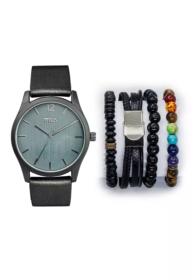 Buy FILA FILA Box Set Men's Leather Quartz Watch with Accessories
