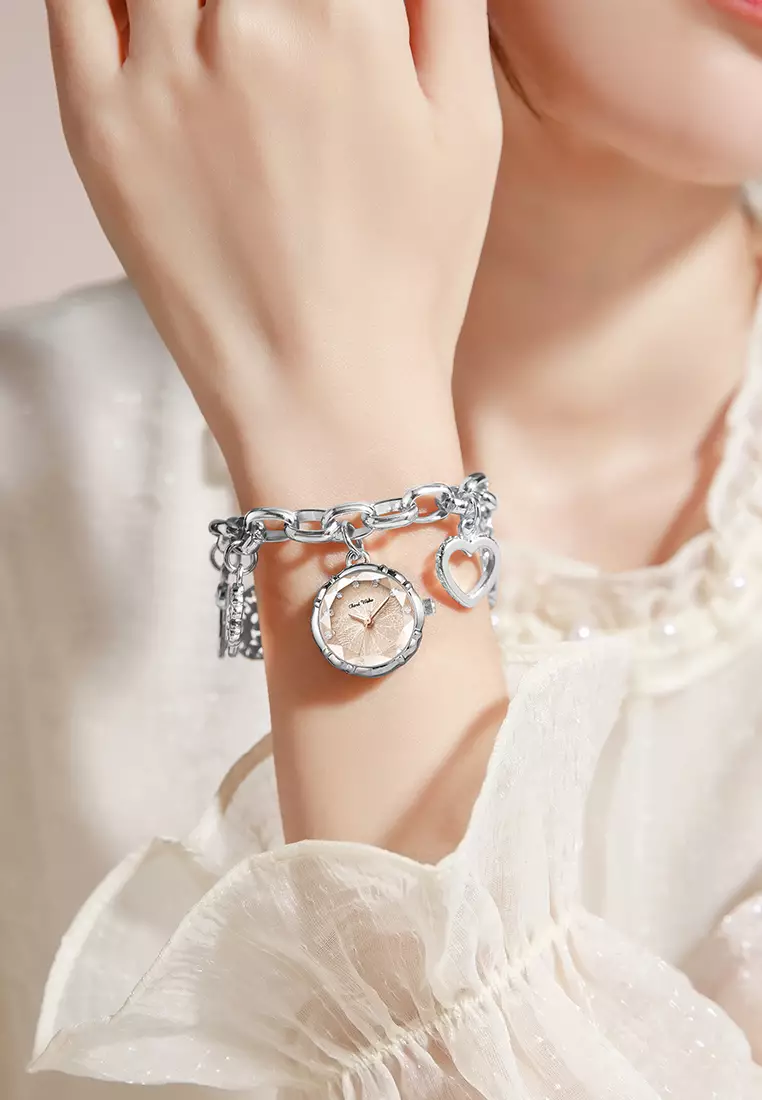 Jam Tangan Wanita Gelang Anti Air Original Mewah Elegan Korea Jam Tangan Cewek Kecil silver